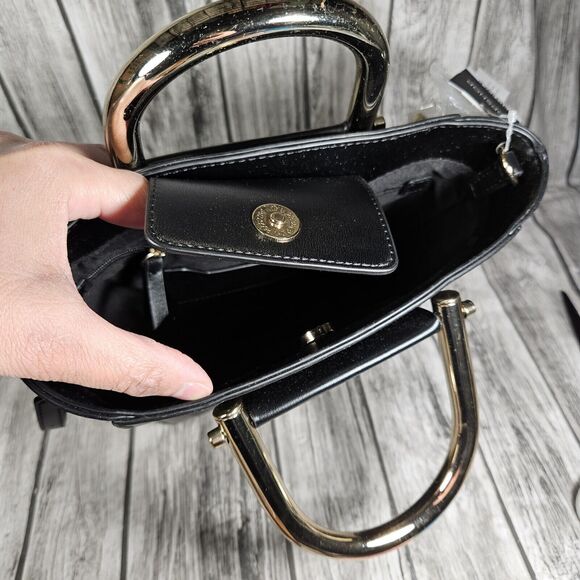 TOPSHOP Purse Black BOHO Small Tote Purse Bag New With Tags Classy Design NWT - Picture 3 of 7